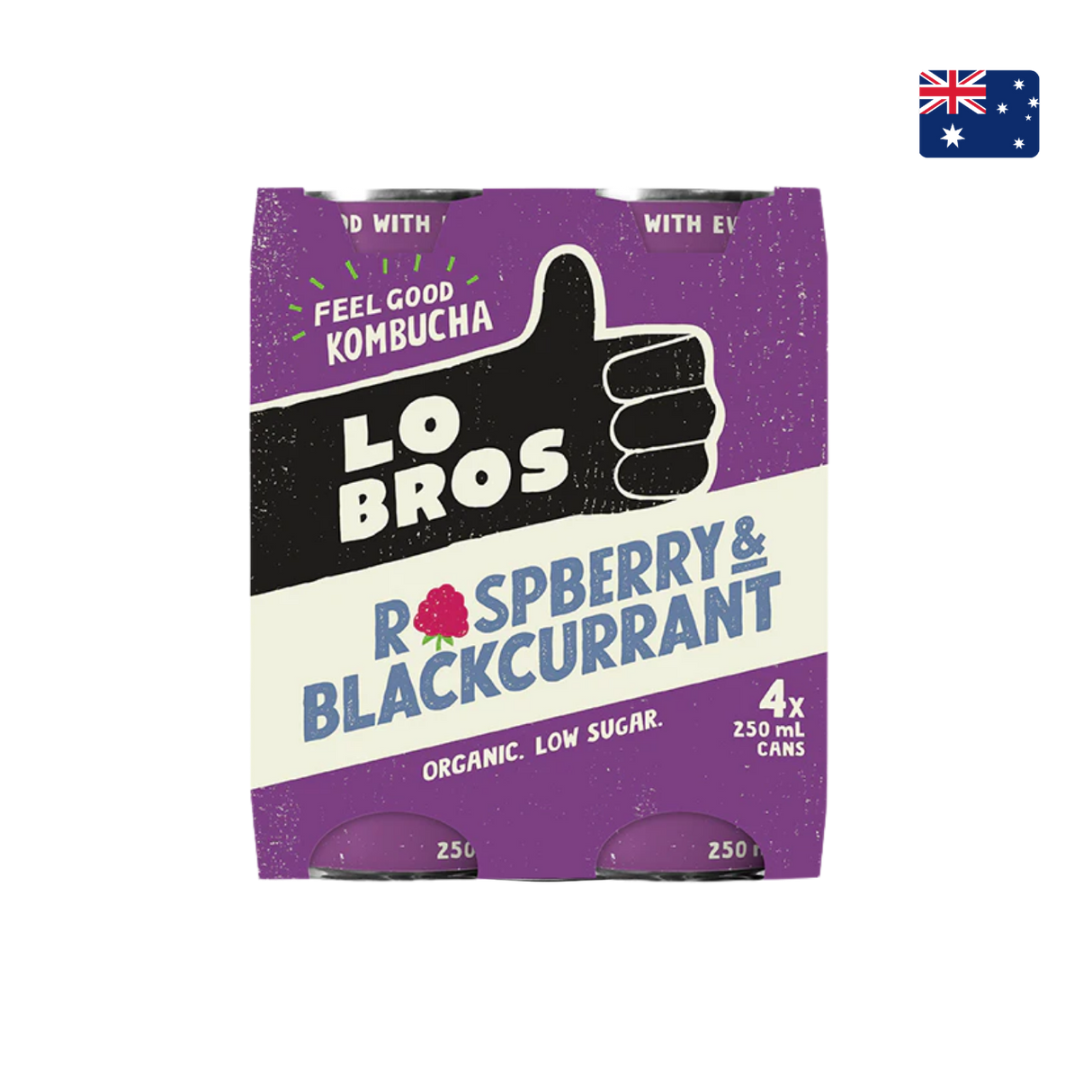 Lo Bros - 有機紅莓黑加侖子康普茶 (4 x 250毫升)