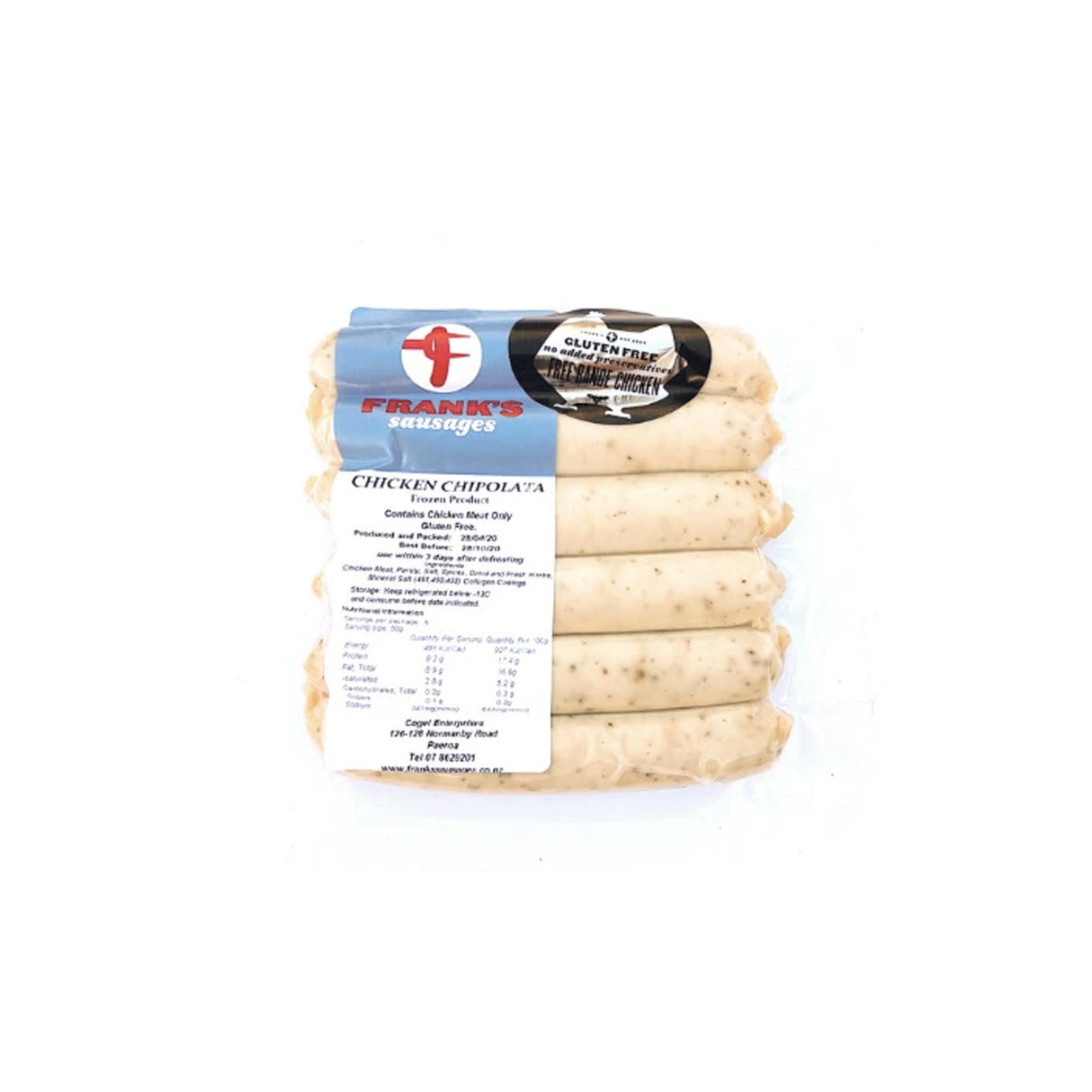 Franks 自由放養直布羅陀雞肉香腸(急凍, 無麩質, 300g)