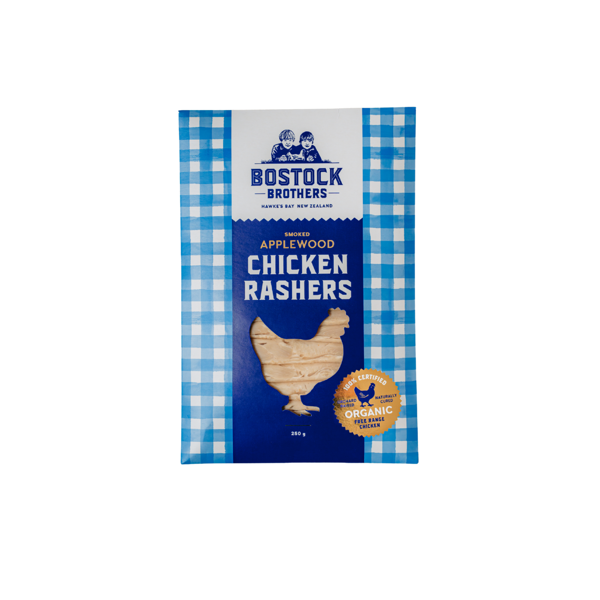 Bostock's Organic Free Range  Smoked Applewood Chicken Rashers (Frozen, 250g)
