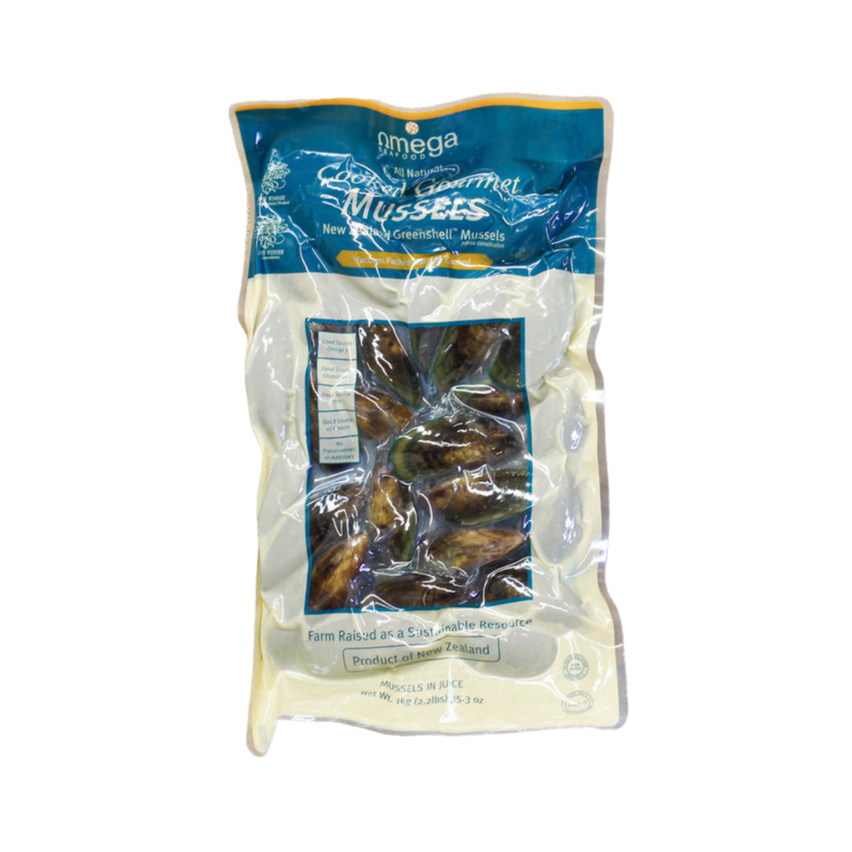 Omega 紐西蘭綠青口 (急凍, 全殼, 1kg)