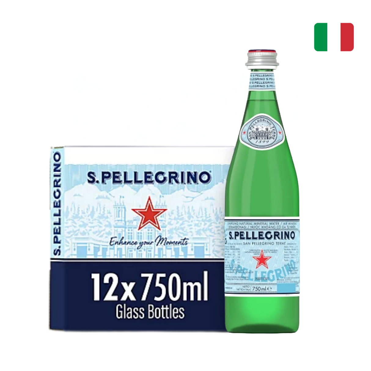 San Pellegrino 意大利天然有氣礦泉水 (玻璃樽, 15 x 750毫升)

