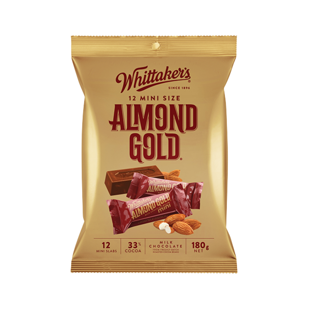 Whittaker's 迷你杏仁朱古力磚（12 x 15克）